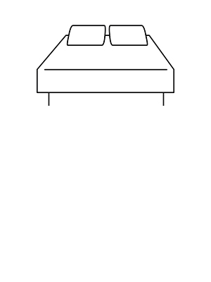 Symbol of a bed with two pillows.
