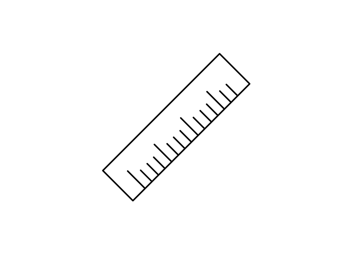 Symbol med linjal för mått.