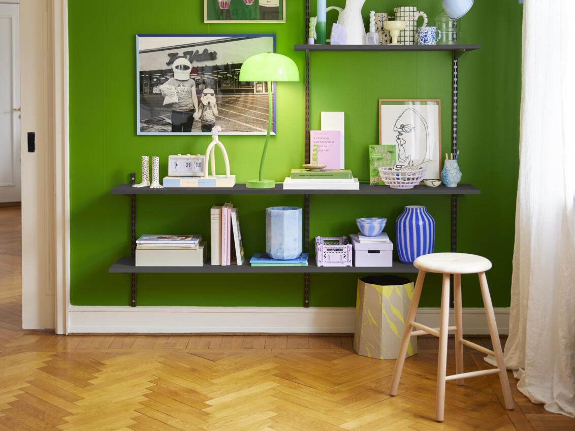 Regał Grafit z białymi półkami