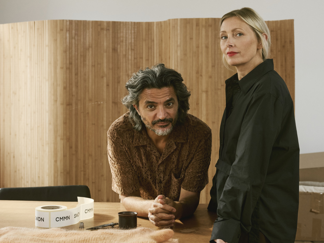 The study at Emma and Saif's home with a solid wood desk.