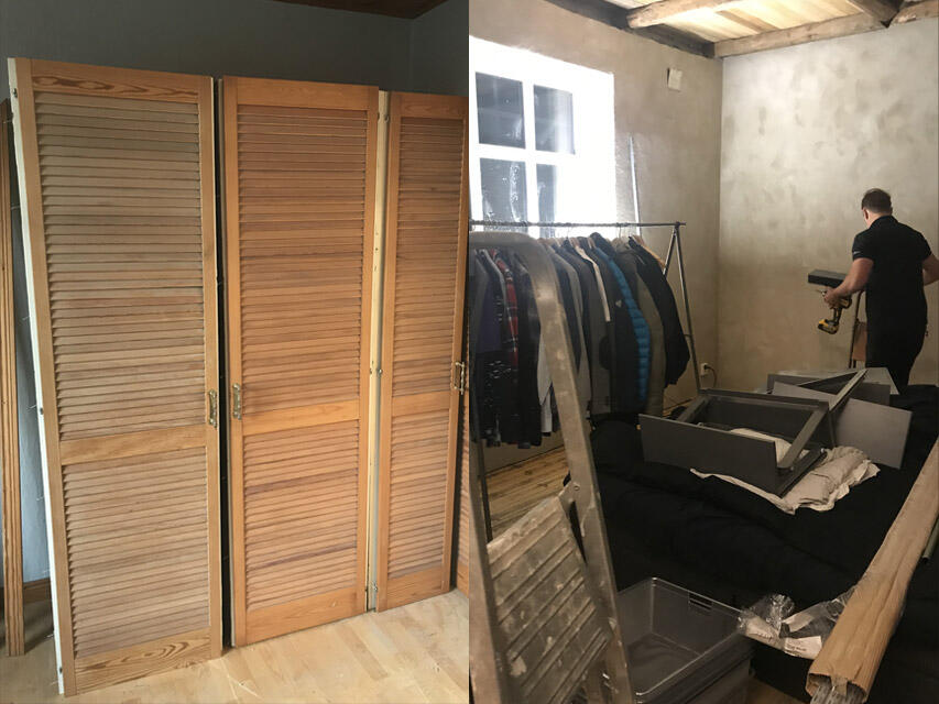 Pre-conversion picture assembly with storage in bedroom