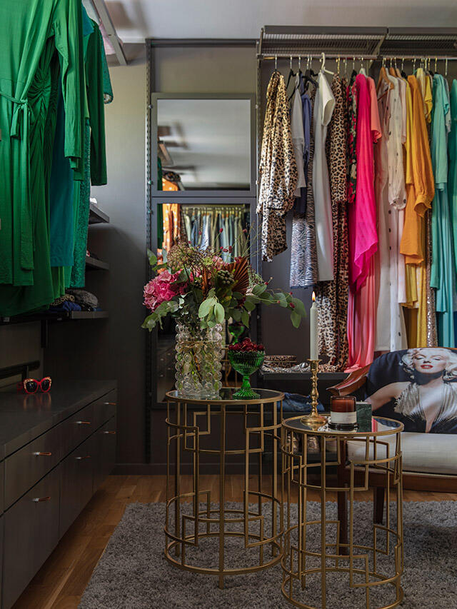 Tip for couples planning shared storage space: create a separate room for clothes to avoid disturbing each other.