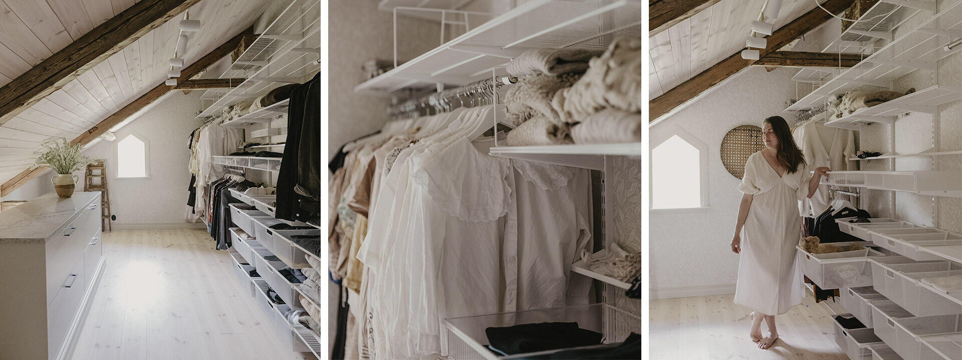Una imagen compuesta con imágenes del vestidor de Johanna en el ático