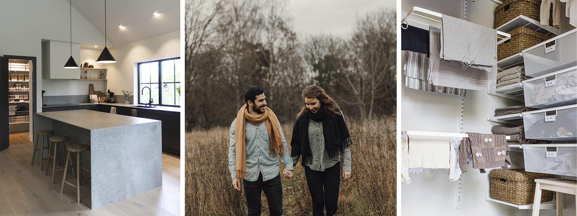 Fanny and Alex with the new Elfa solution in the kitchen and laundry room
