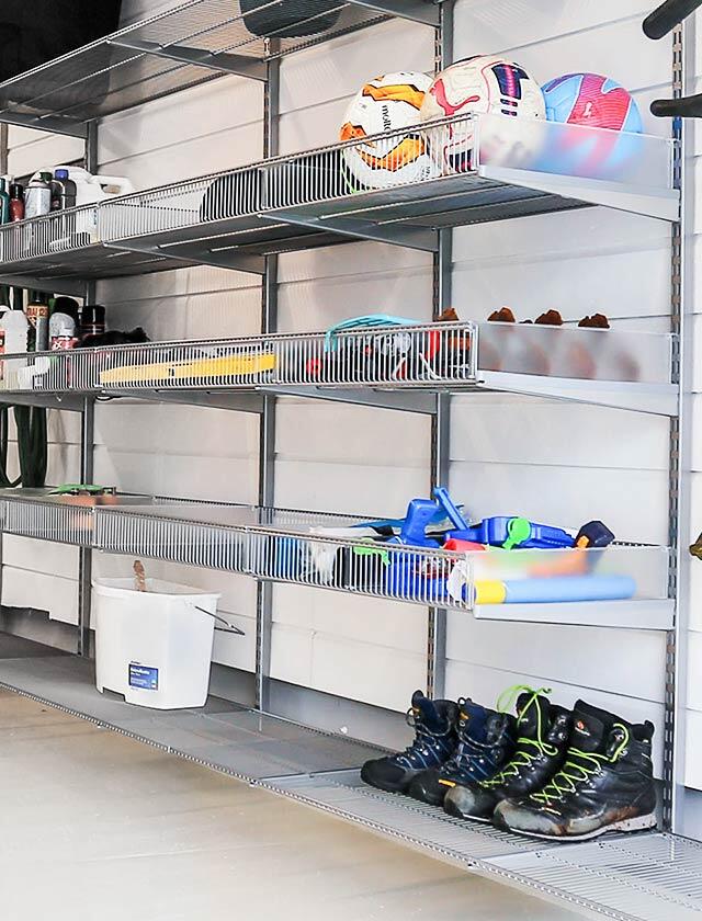 Sort things in the garage with the Elfa garage storage system