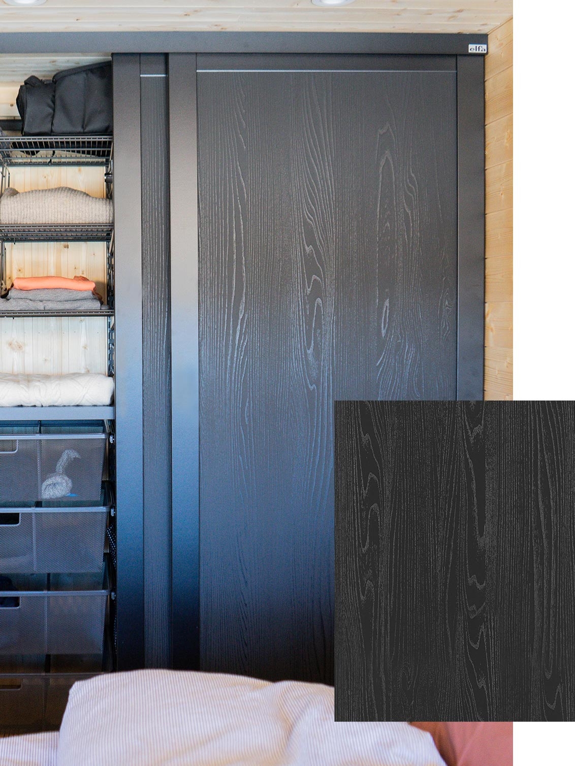 Elfan Grace-liukuovet mustaa tammea.