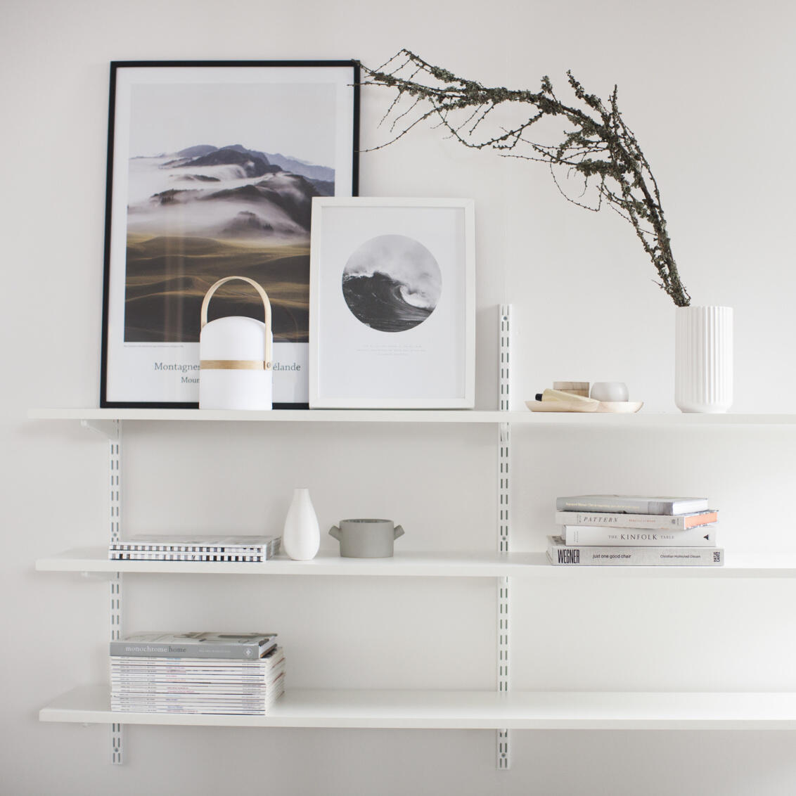 Classic Elfa shelving system with elegant home décor