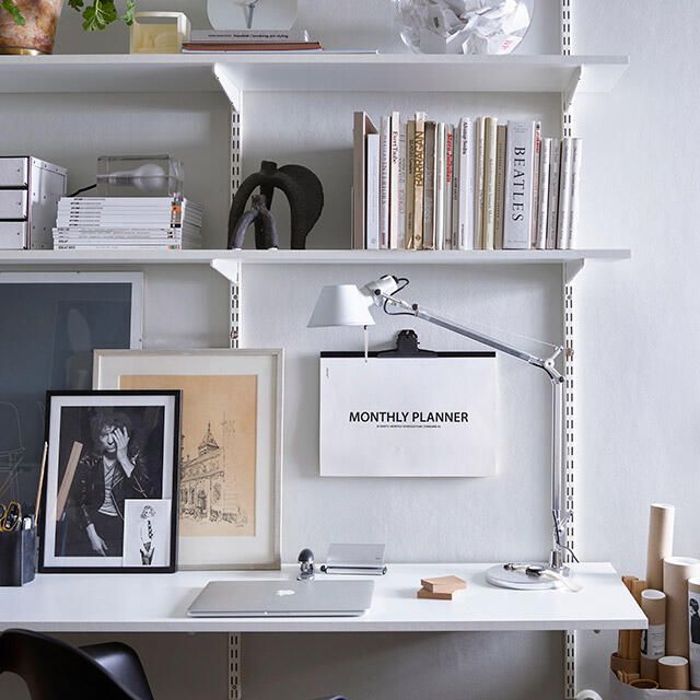 Melamine shelves in home offices