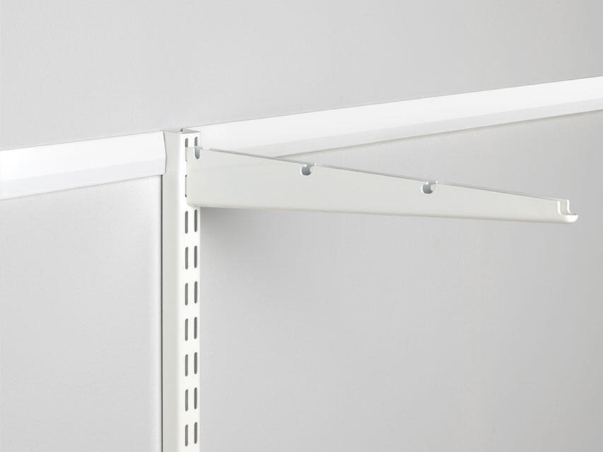 A wall-mounted system that is hung on a Carrying Rail, which is screwed into the wall