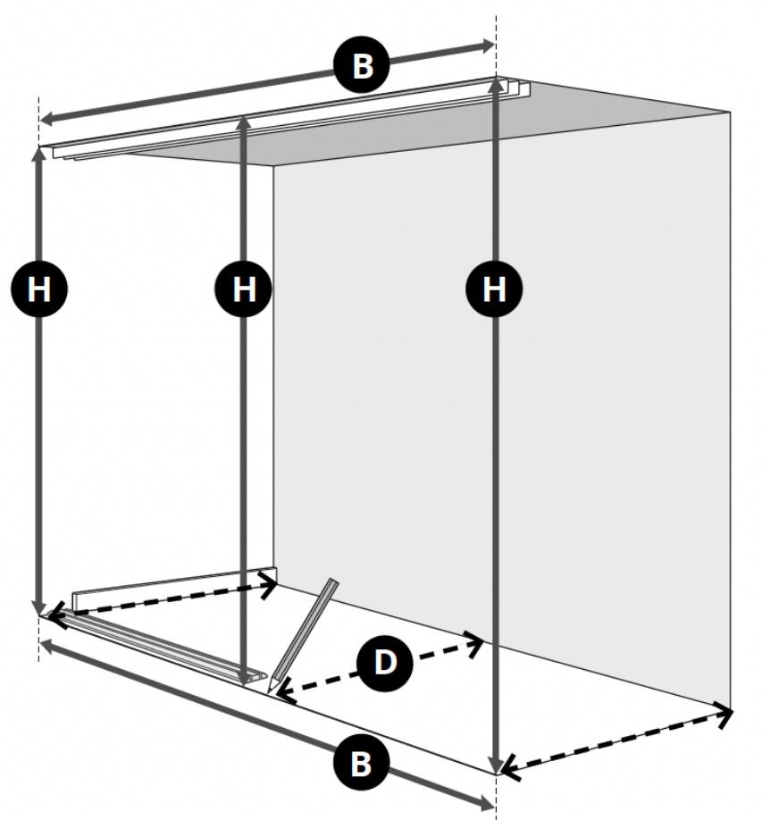 Ikon for visning av hvordan man skal måle for planlegging av skyvedører. 