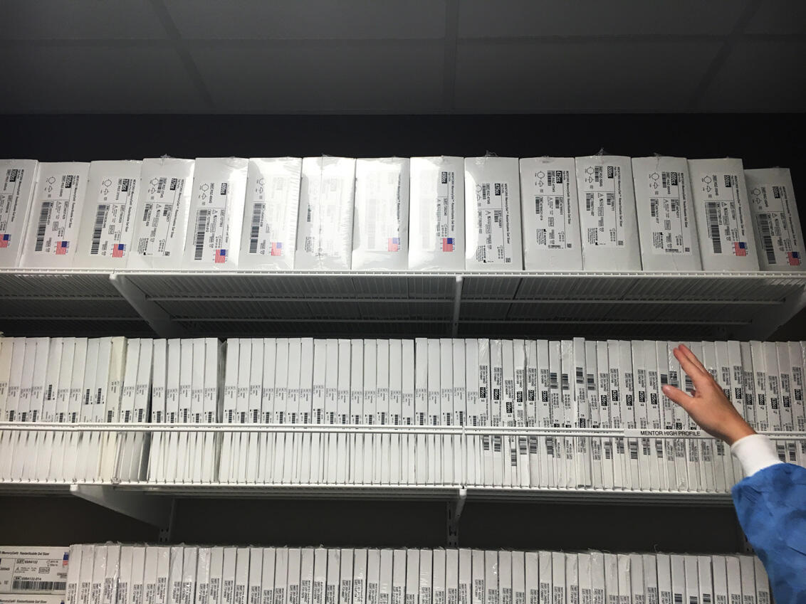 Organised medical supply storage with Elfa’s wall-mounted system